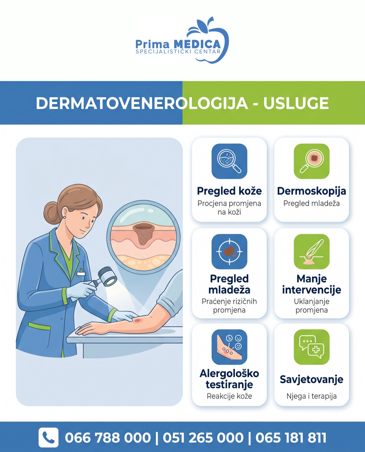 Dermatovenerologija usluge - pregled kože, dermoskopija - Prima MEDICA Banja Luka