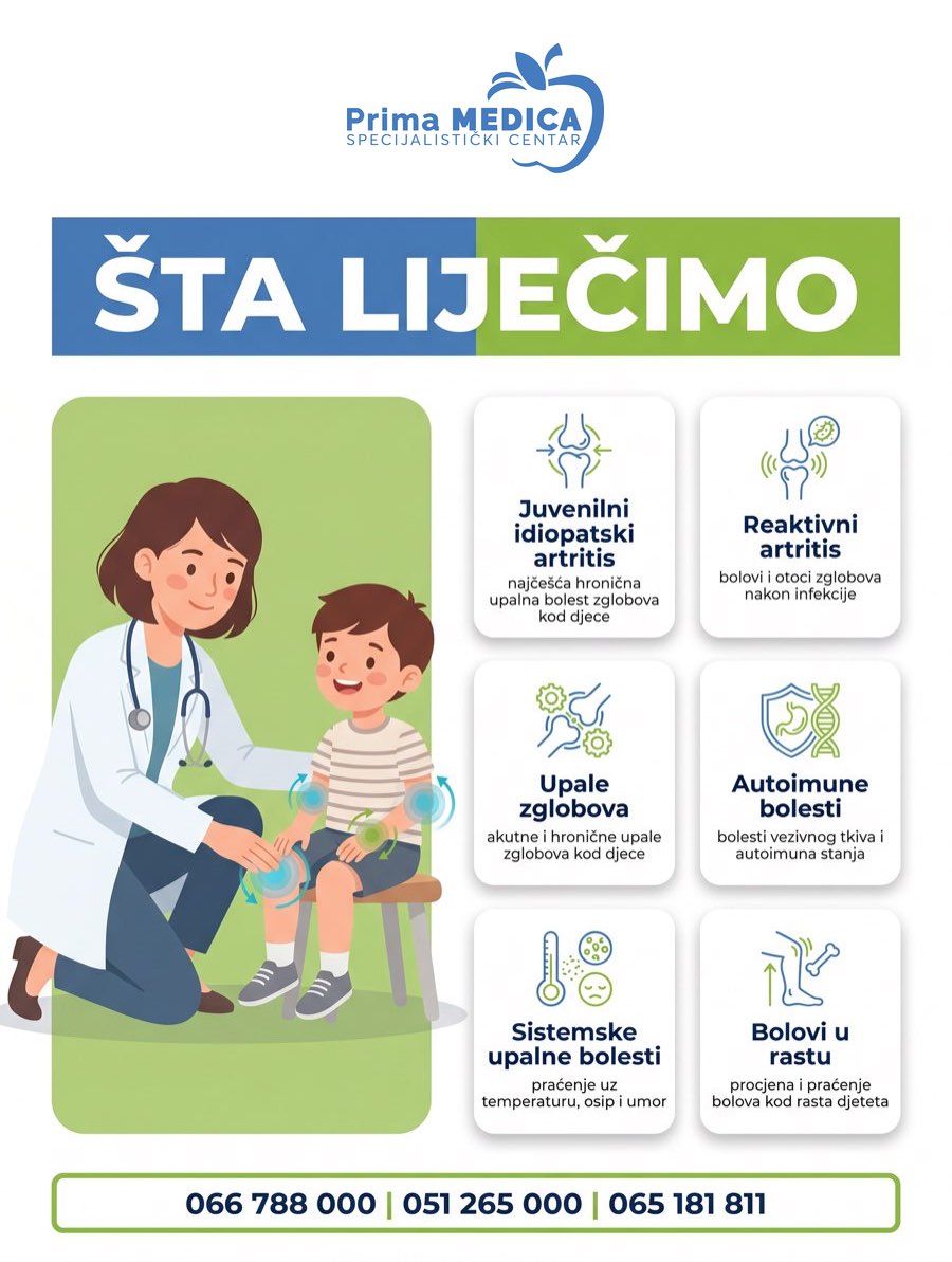 Šta liječi dječiji reumatolog - juvenilni idiopatski artritis, reaktivni artritis, upale zglobova, autoimune bolesti - Prima MEDICA